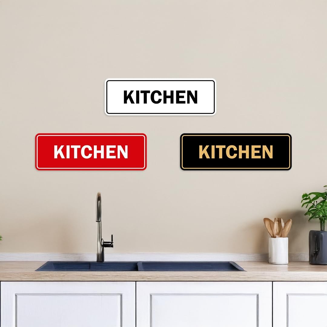Standard Kitchen Sign Brushed Silver Large Wall Door Mount Hardware