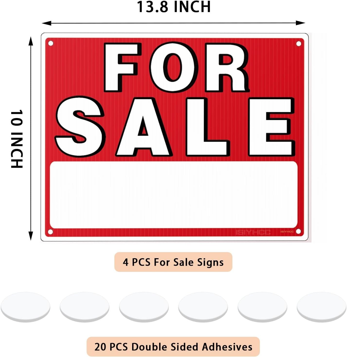 Weather-Resistant 14&Prime;x10&Prime; Reusable Car For Sale Sign – 4 Pack with Adhesive Pads