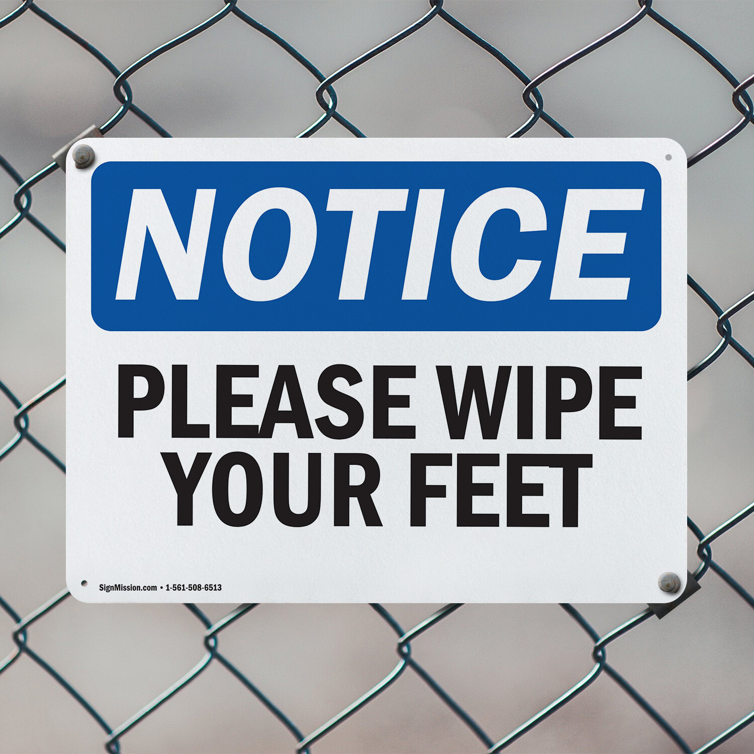 (2 Pack) Please Wipe Your Feet OSHA Notice Sign Decal Metal Plastic