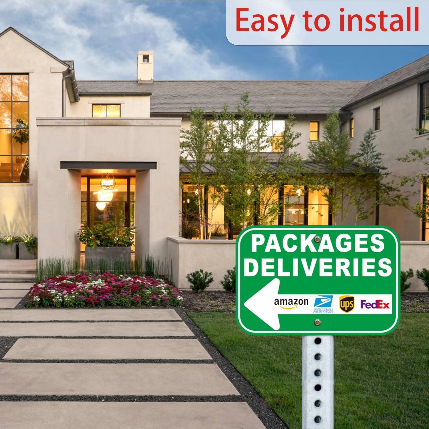 Aluminum Packages Deliveries Sign 12×8 Inch Green Arrow – 2 Pack for USPS UPS Fe