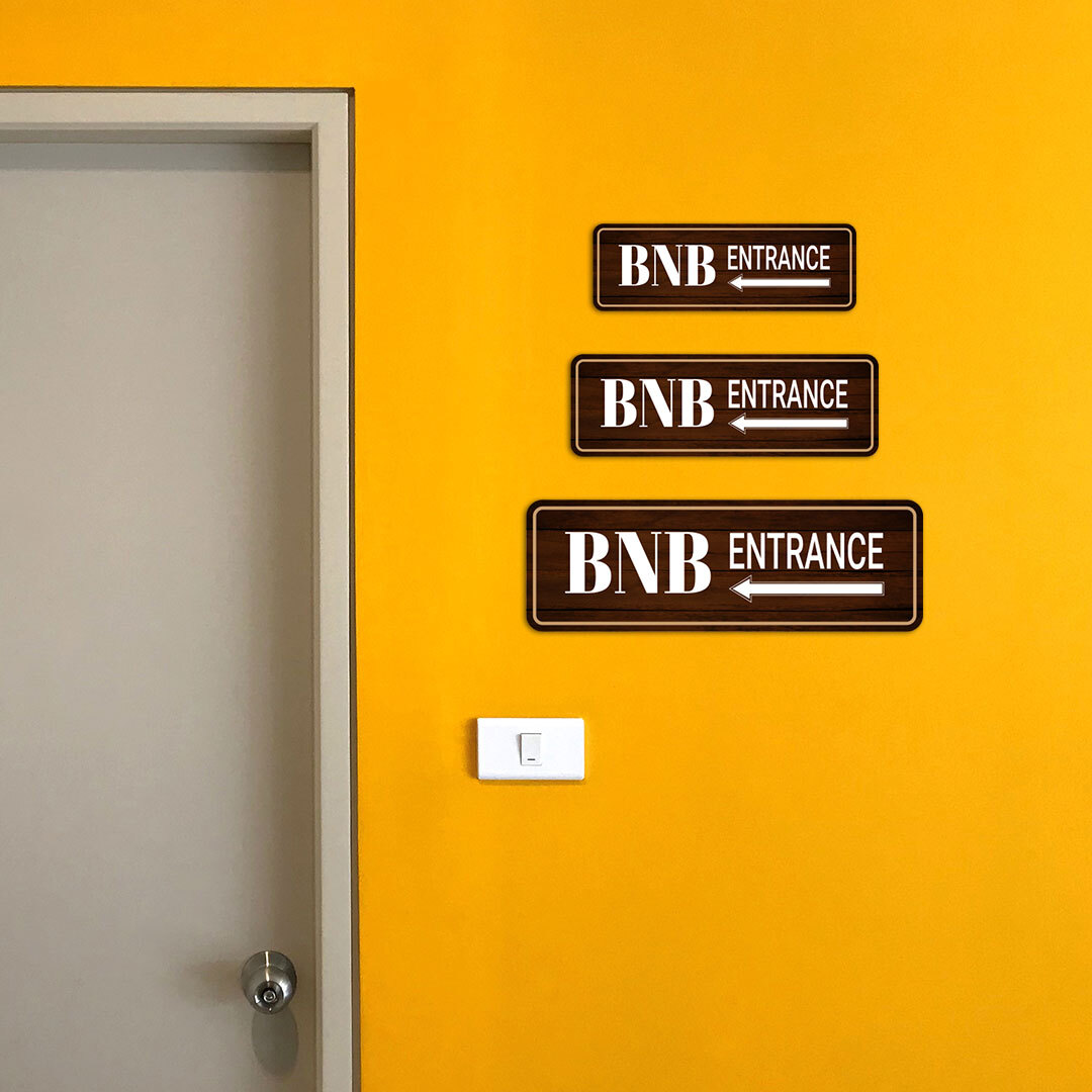 Standard Plus BNB Entrance (Left Arrow) Door or Wall Sign | BnB Hosting Signage
