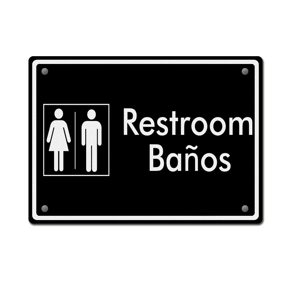 Horizontal Metal Sign Restroom Ba Os Ada Bilingual Weatherproof Street Signage
