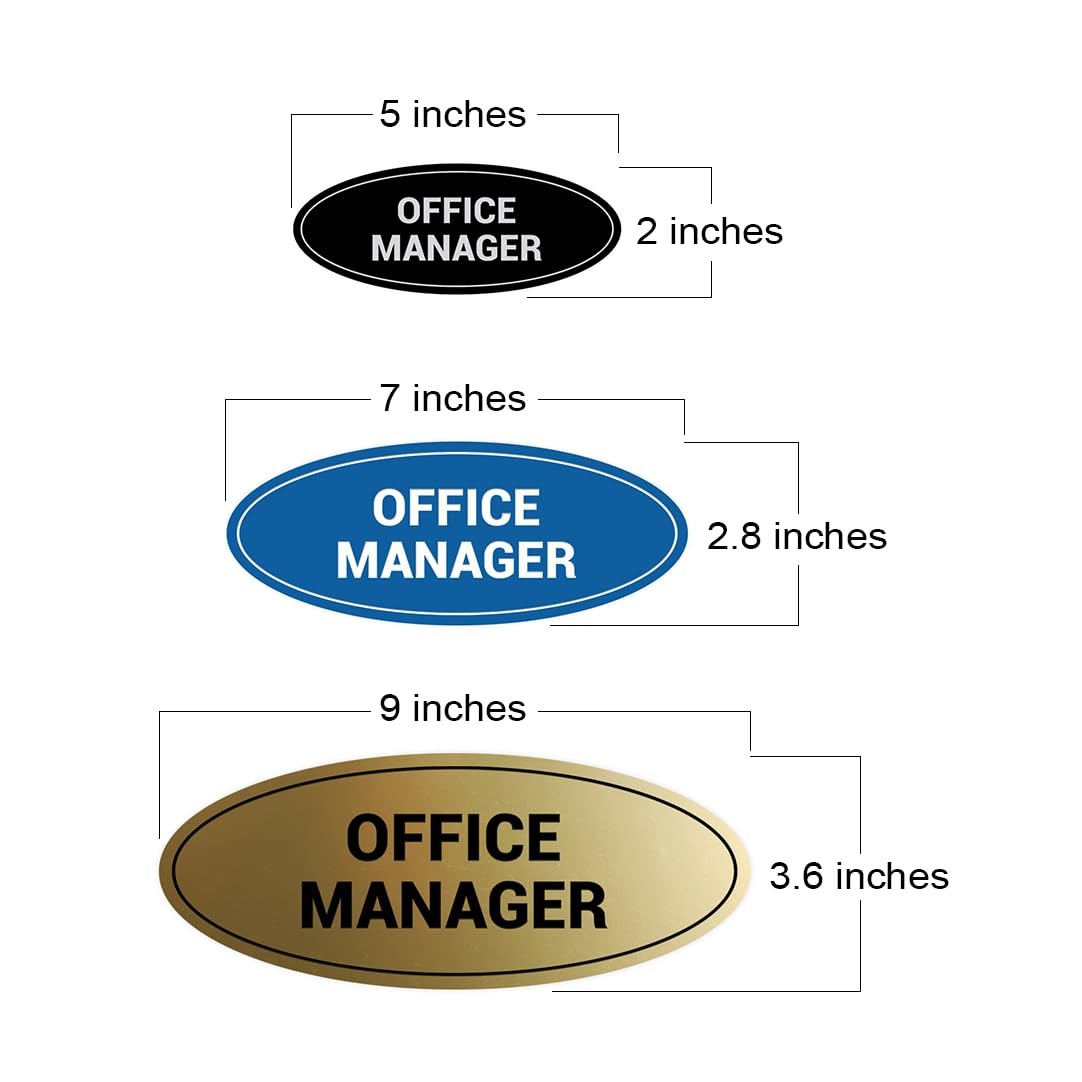 Medium Oval Office Manager Sign Brushed Gold Wall Door Plaque Signage