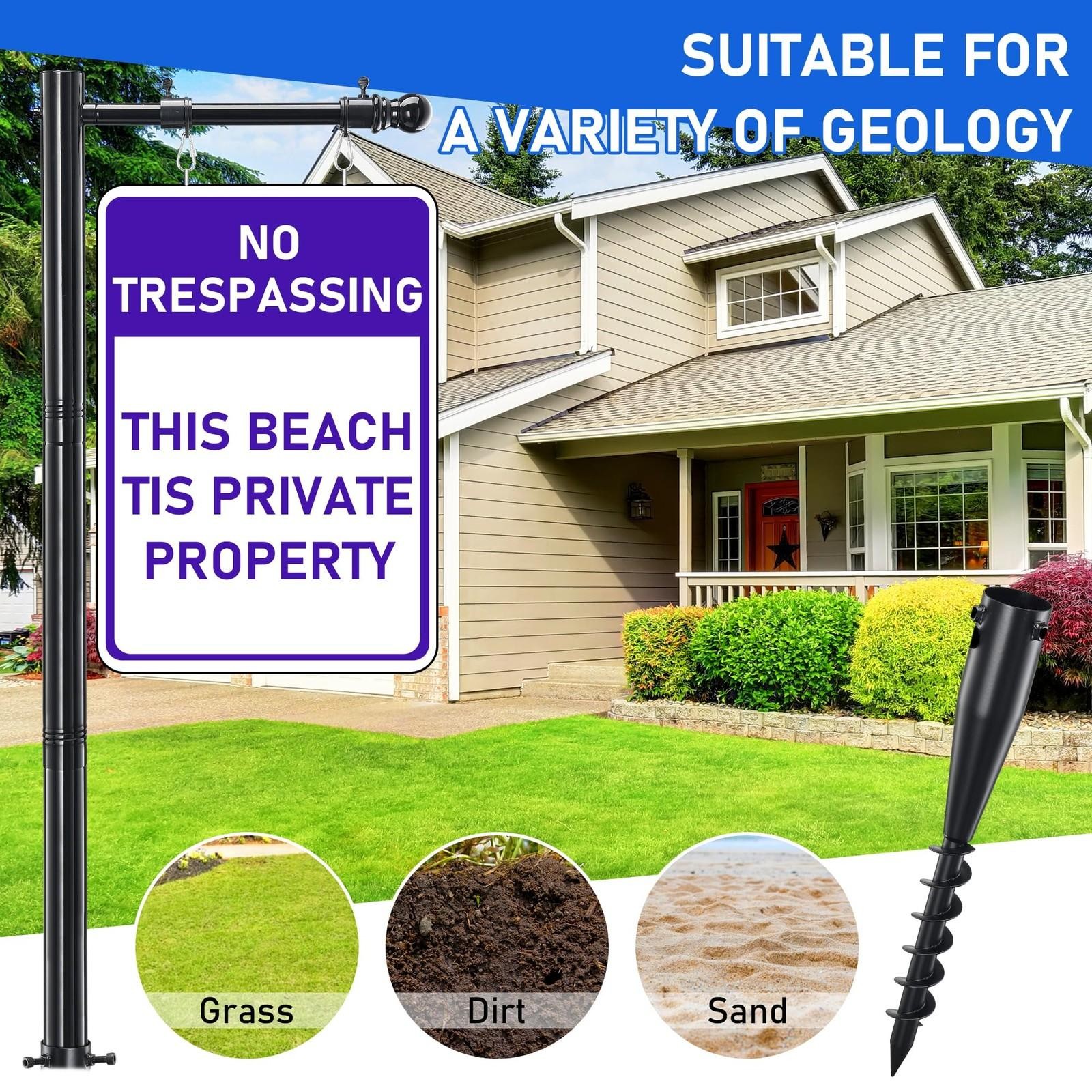 Real Estate Sign Post, 100 Inch Realtor Yard Post for Sale 100&Prime;, Black