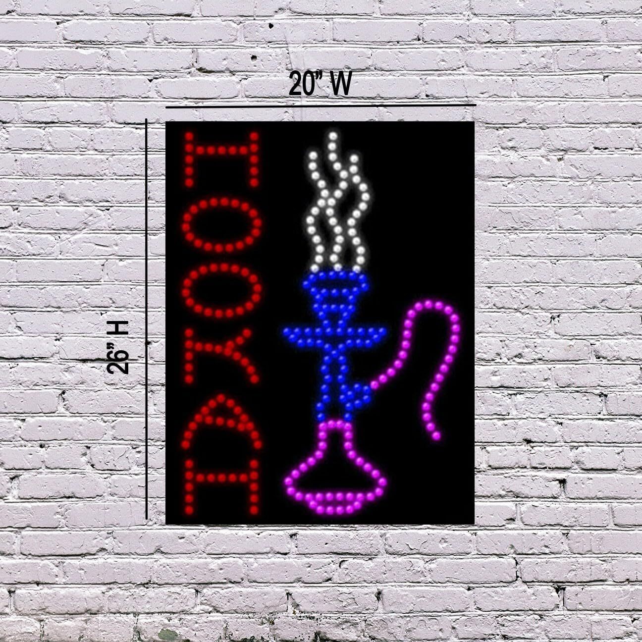 LED Hookah Sign | Light Up Sign | 26&Prime;H x 20&Prime;W x 2&Prime;D
