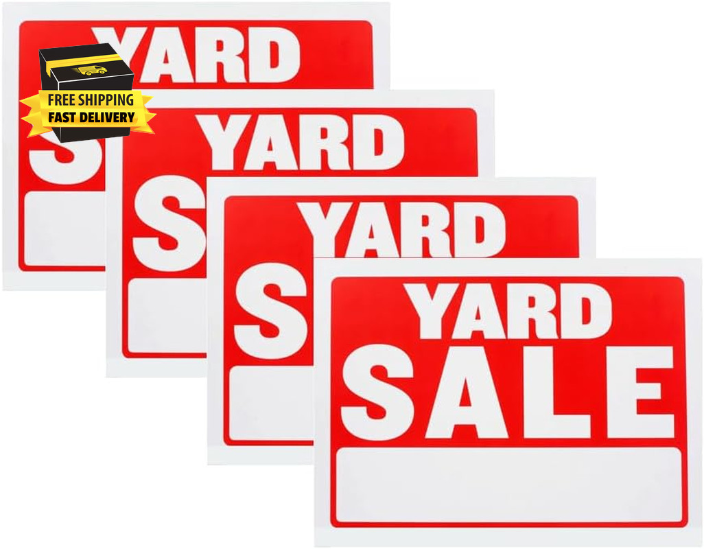 Yard Sale Sign 9”L X12&Prime;W Plastic Signs for Sale 4PC