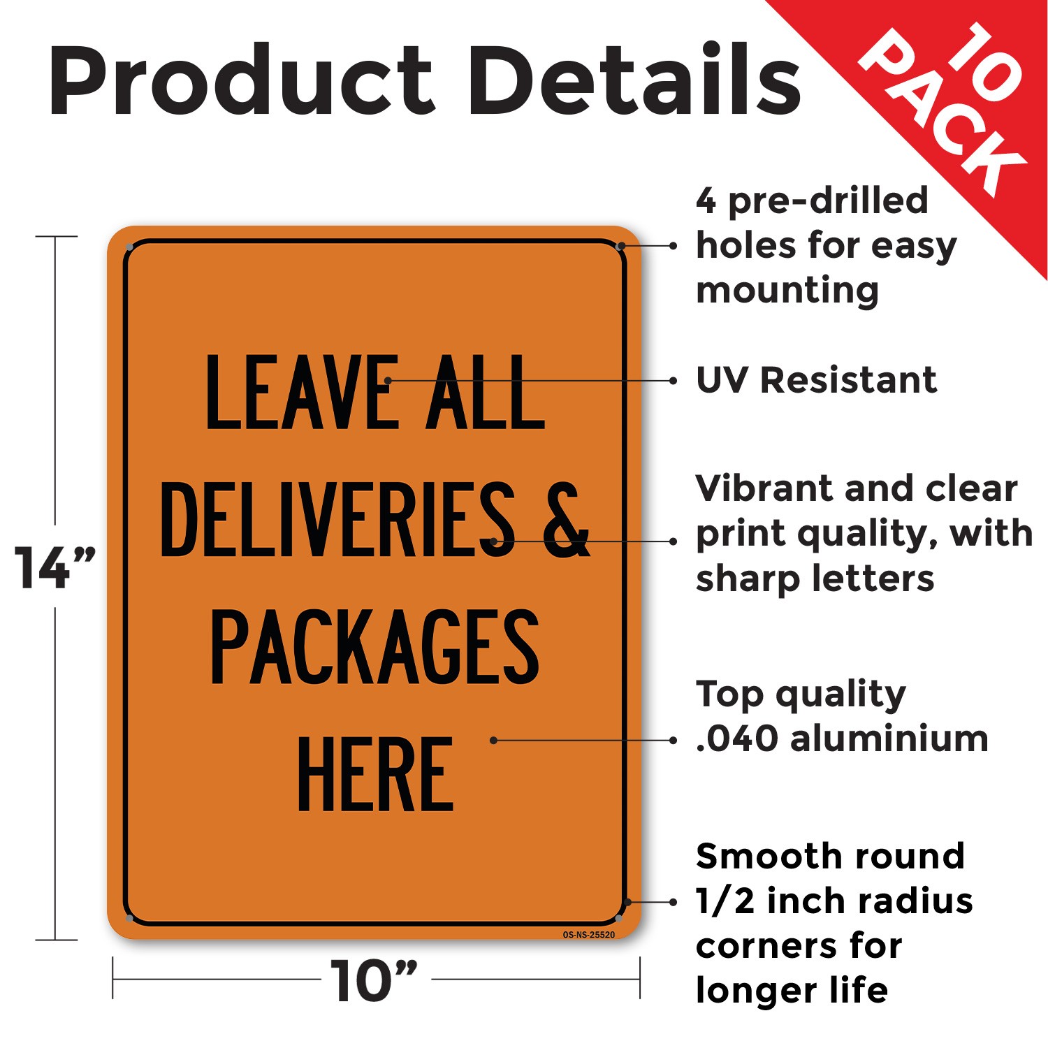 Leave All Deliveries & Packages Here Public Safety Sign Or Decal – 5 or 10 Pack