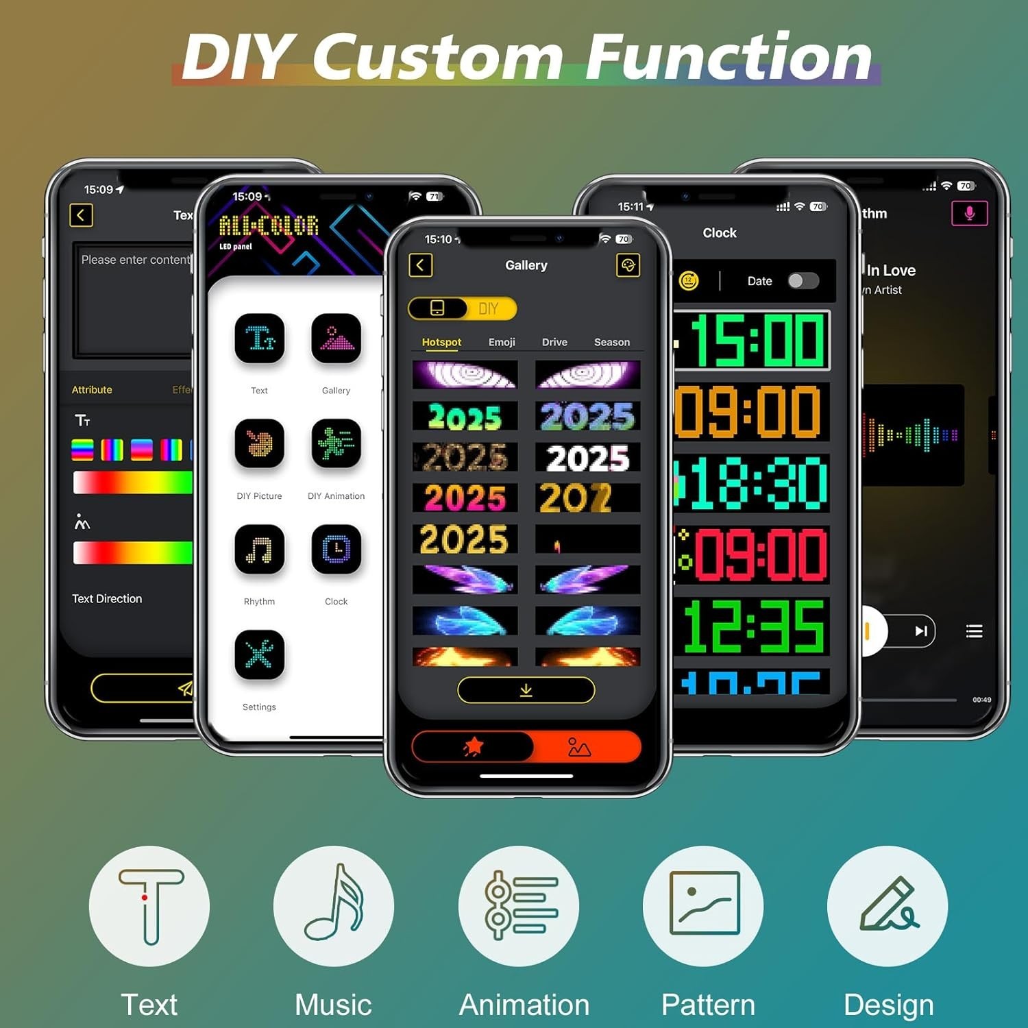 Flexible 23x5in Digital LED Display for Cars – DIY Text & Animation Features