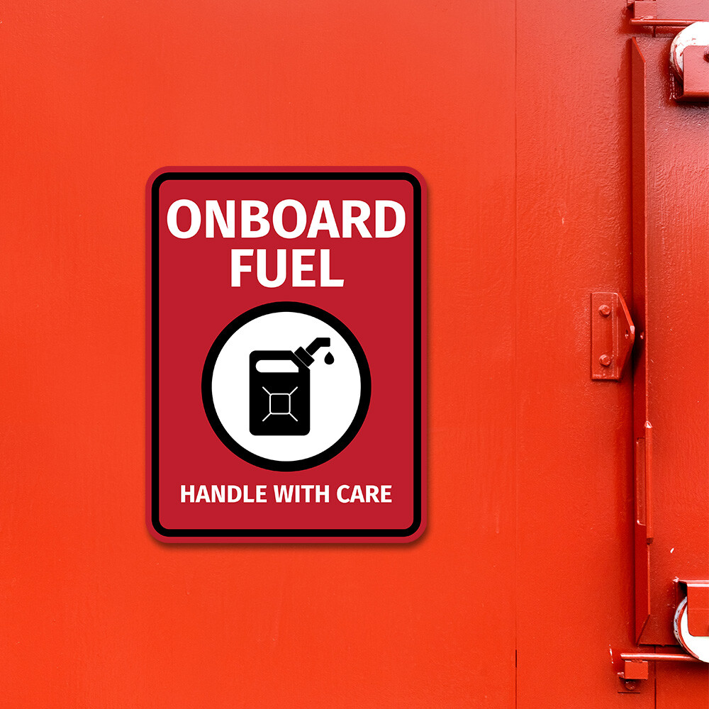 Portrait Round Plus Onboard Fuel Handle With Care Door or Wall Sign | Boats