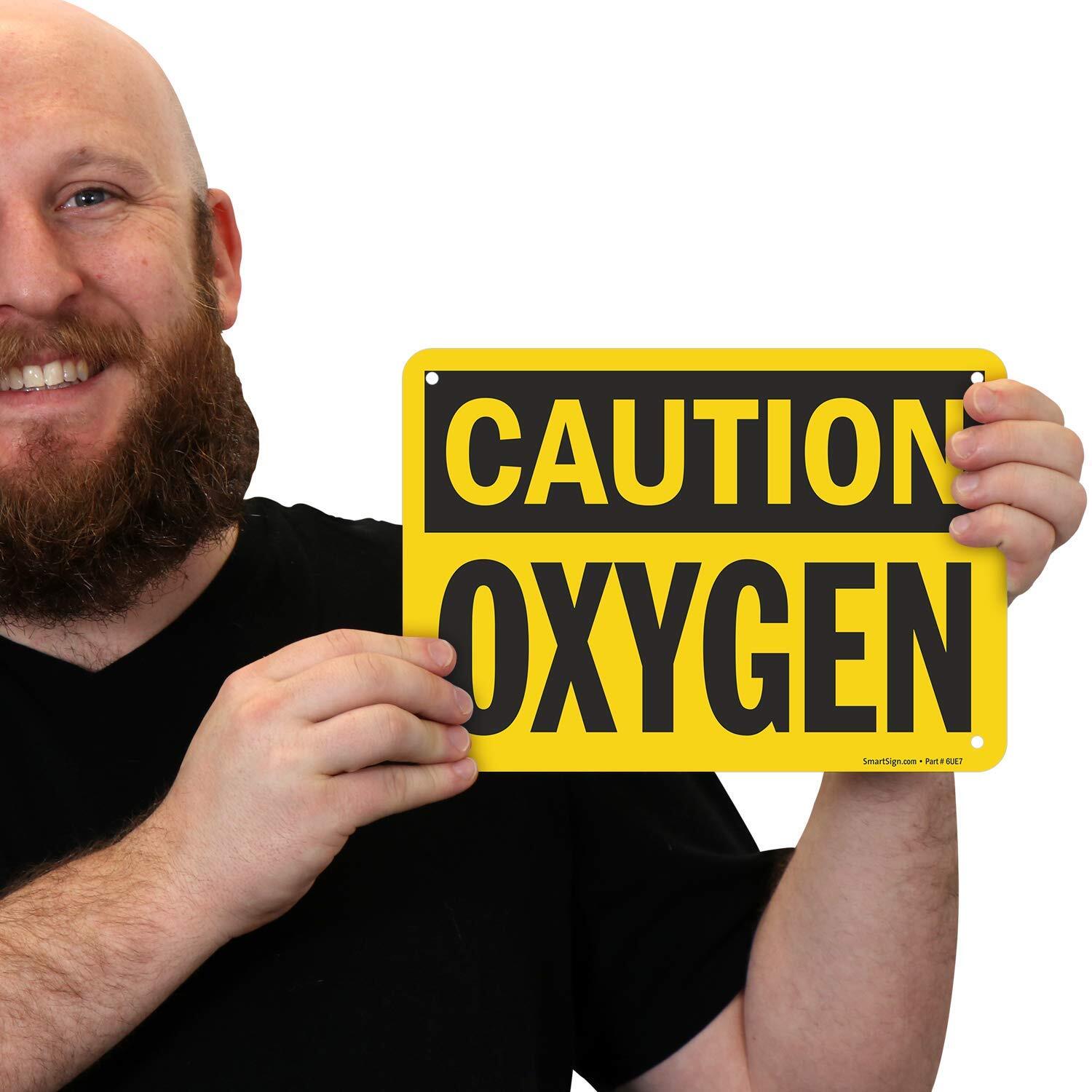 7&Prime;x10&Prime; Caution – Oxygen Sign Durable Plastic for Safety Workplace Industrial