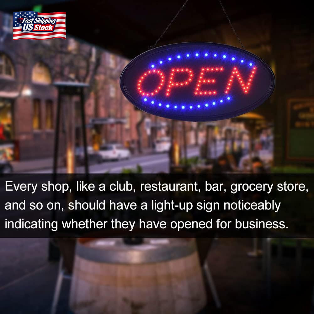 KEBE LED Open Sign, 19&Prime;X10&Prime; Bright High Visibility Advertisement Board Electric