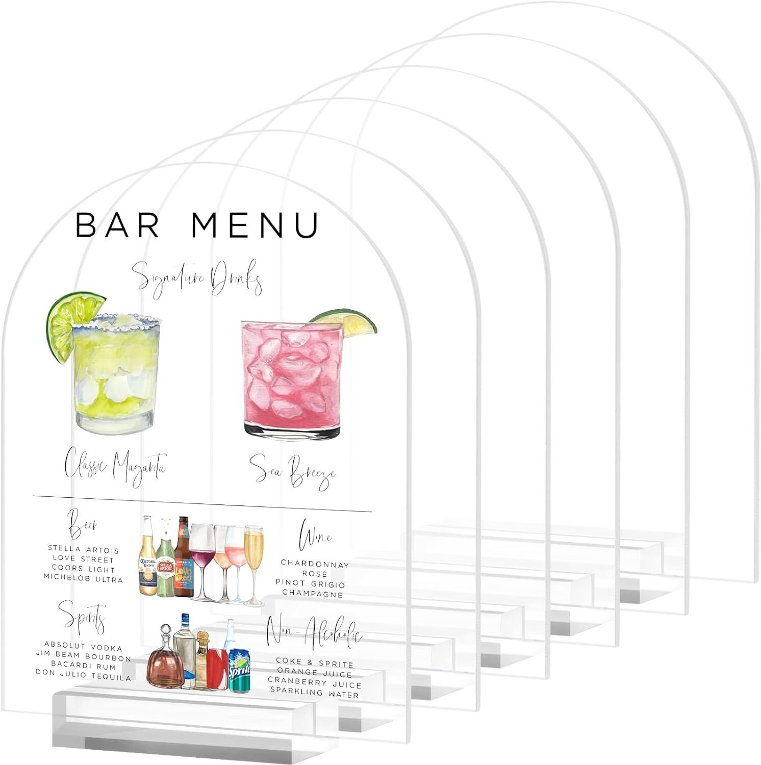 JINMURY 8×10 Inch Arch Acrylic Sign with Stand-6 Pack Clear 8 x10 Inch,