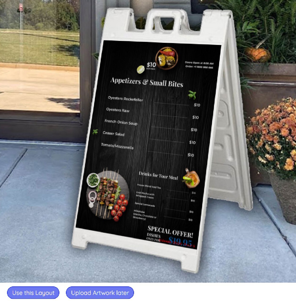 SideWalk Sign & 2 Plastic Sign Panels 24 »x36 » Custom Printed Your Text & Logos