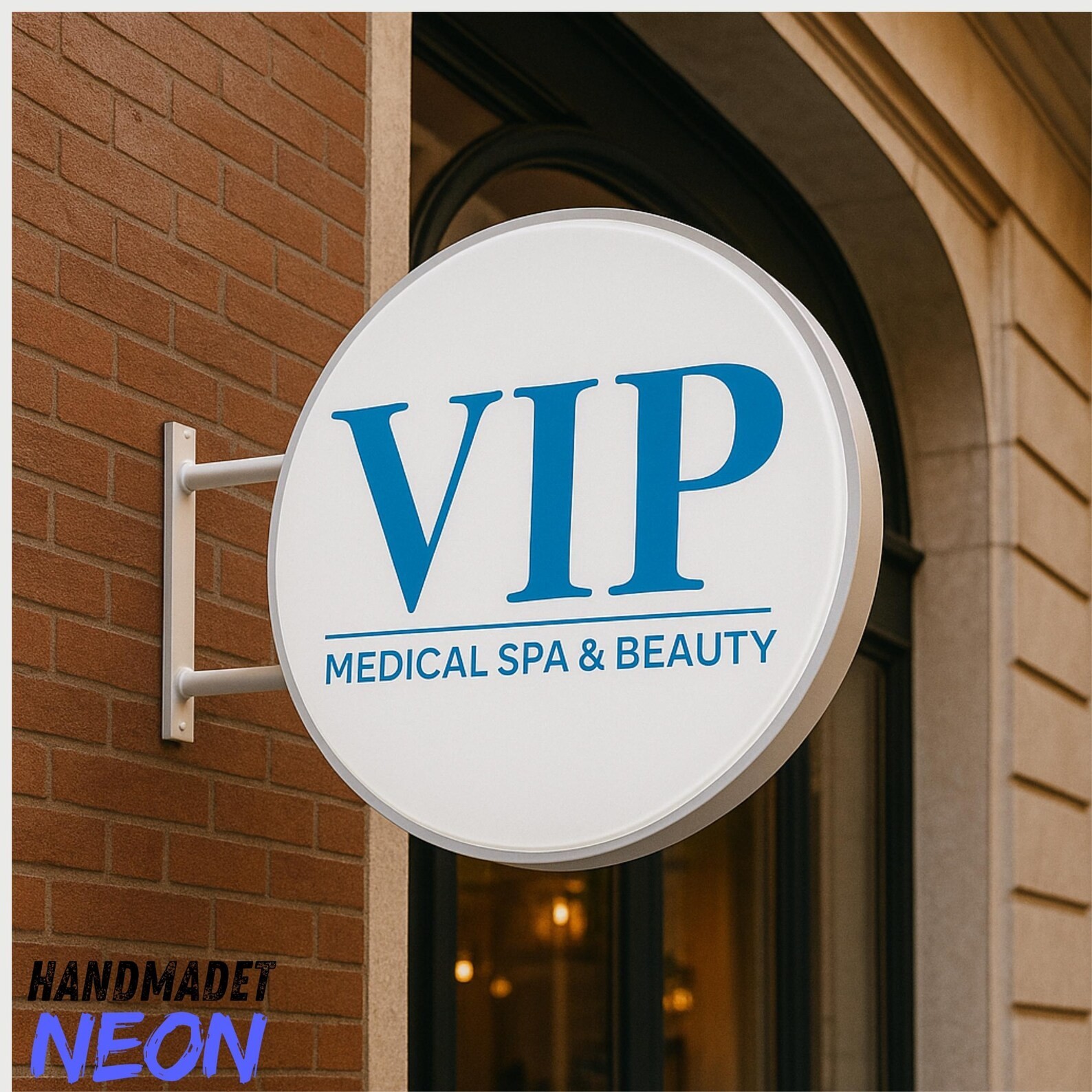 LED Light Box Sign – Double-Sided Round Acrylic Metal Storefront Sign Outdoor