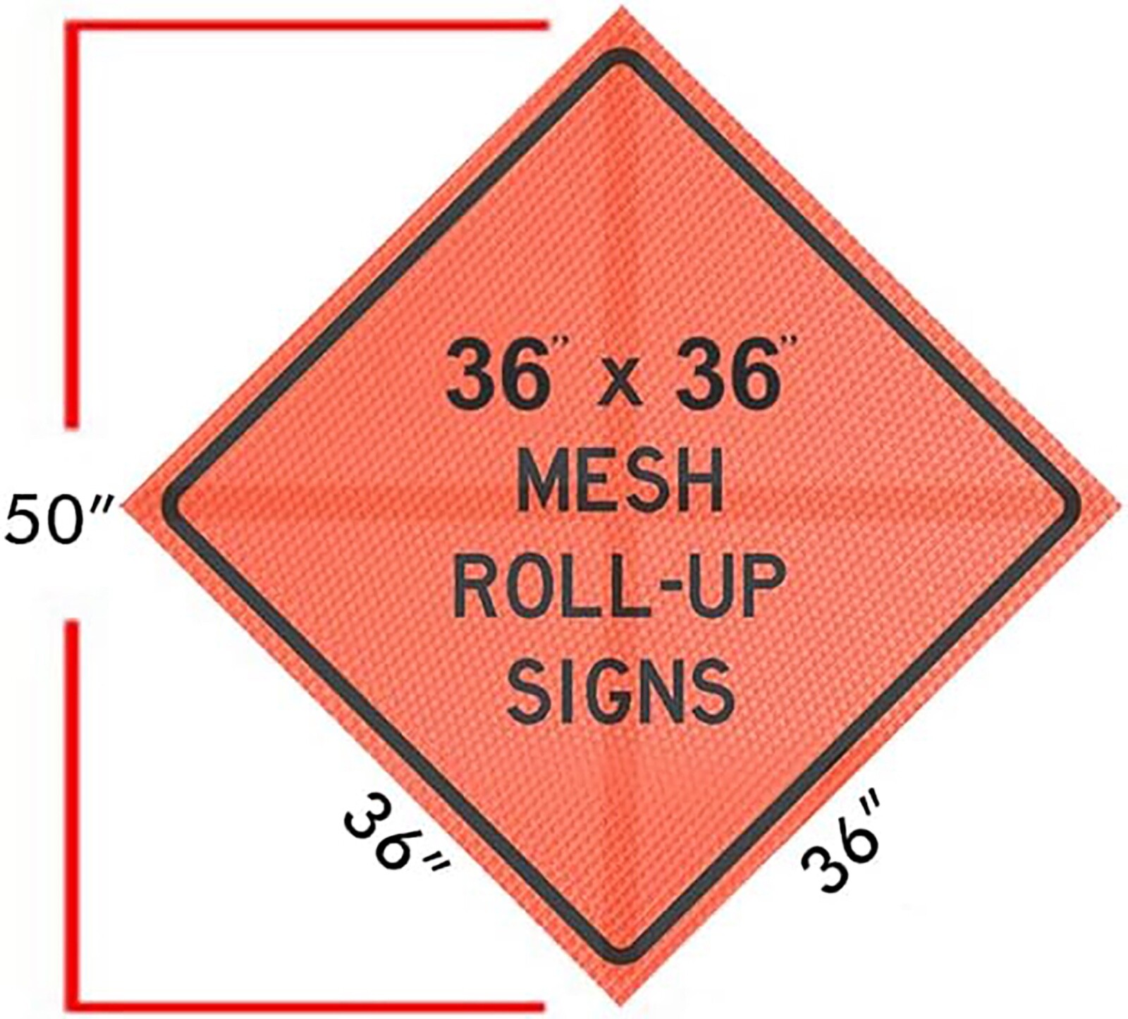 36&Prime; Custom Mesh Orange MUTCD Roll-Up Traffic Safety Sign & Steel Sign Stand Kit
