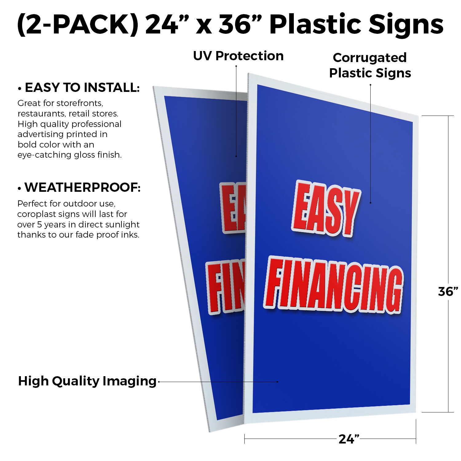 Easy Financing 24&Prime; x 36&Prime; 2 Pack Of Store Sign Plastic Or Decal