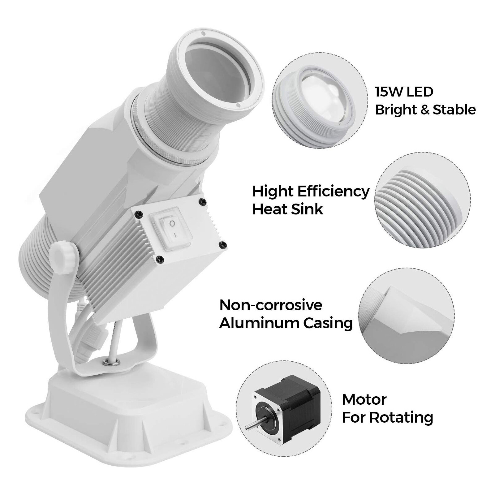Custom 15W LED Gobo Projector Rotating Logo Projector Waterproof for Company Bar