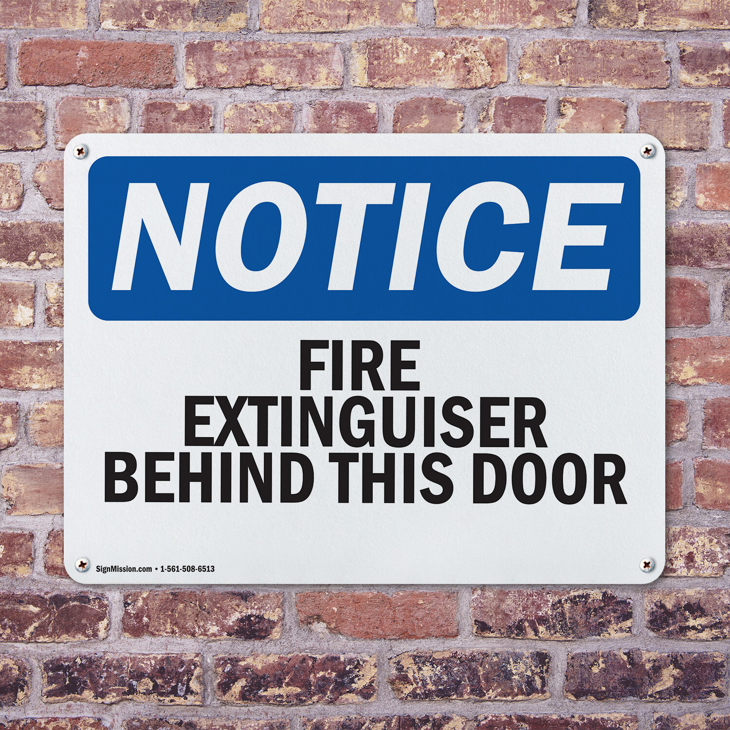 (2 Pack) Fire Extinguisher Behind This Door OSHA Notice Sign Decal Metal Plastic