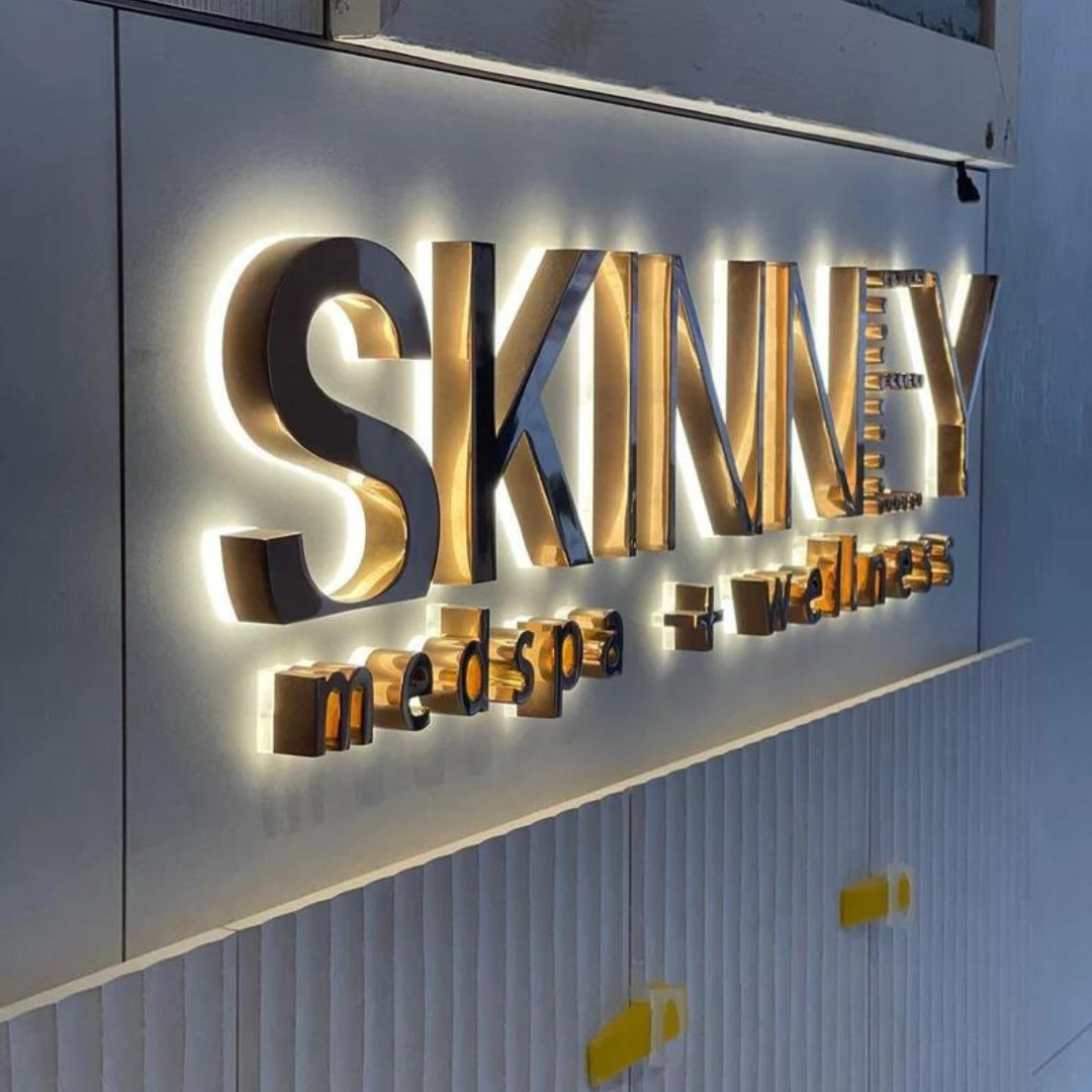 Custom Business 3D Metal Signage LED Backlit Stainless Steel Company Logo Signs