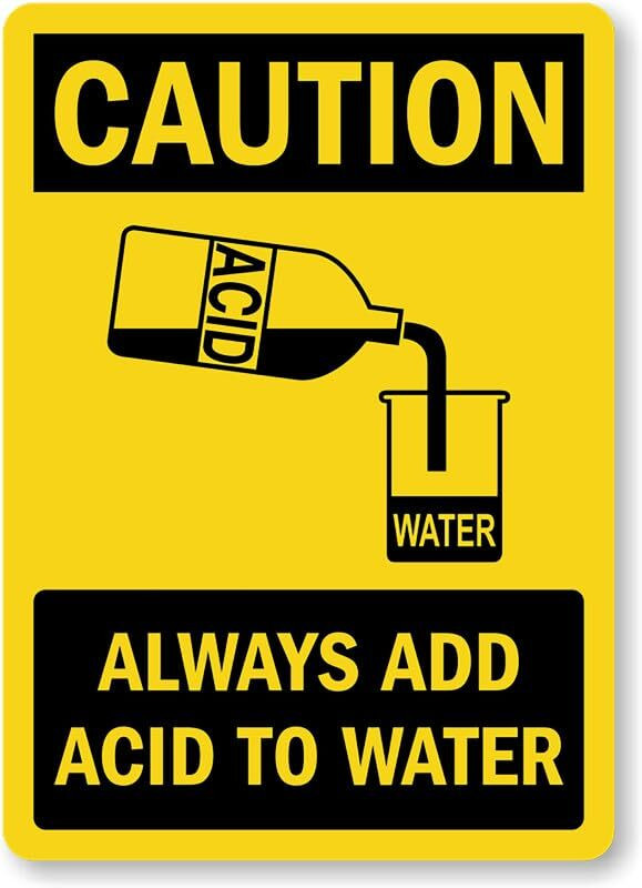 Acid Water Caution Sign Aluminum Weatherproof 8×12 Outdoor Safety Sign