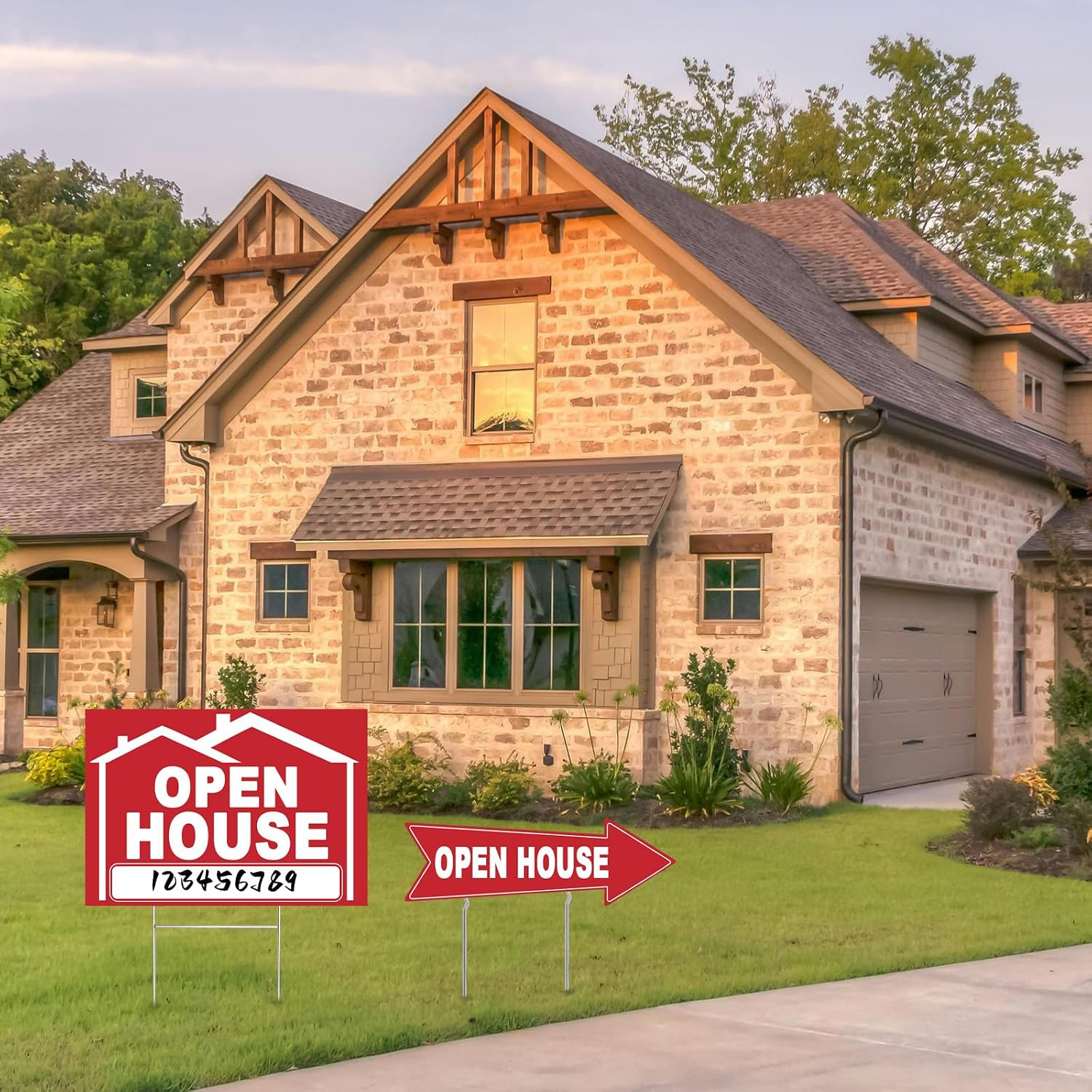 5 Pack Open House Signs for Real Estate 3 Pcs 17&Prime;X12&Prime; Large Double Sided Yard Si