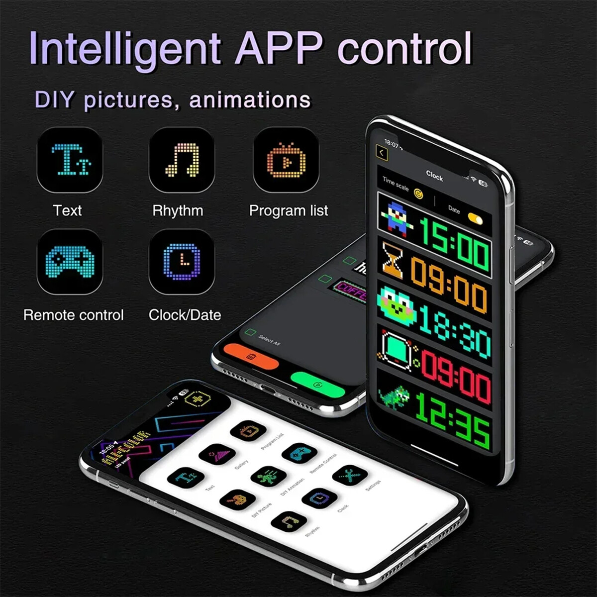 App Control Led Matrix Panel Diy Flexible Pixel Indoor Bluetooth Smart For Wall