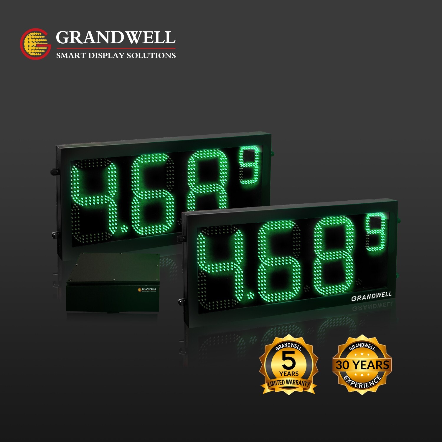 12&Prime; Digits- LED Gas Sign 2 Green w/Remote/Complete Pack 33”x15&Prime;/5 Year Warranty