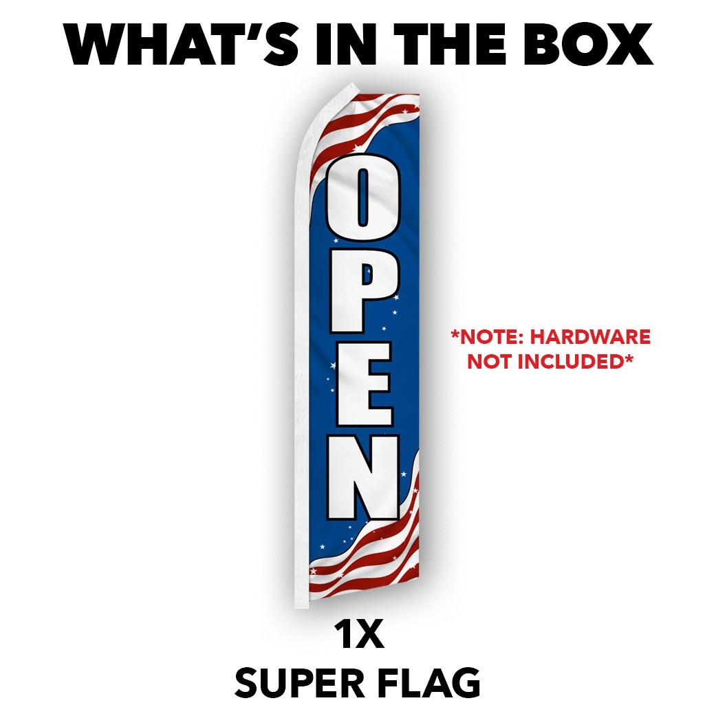 Open Advertising Swooper Feather Flutter Flag We&rsquo;re Open PATRIOTIC