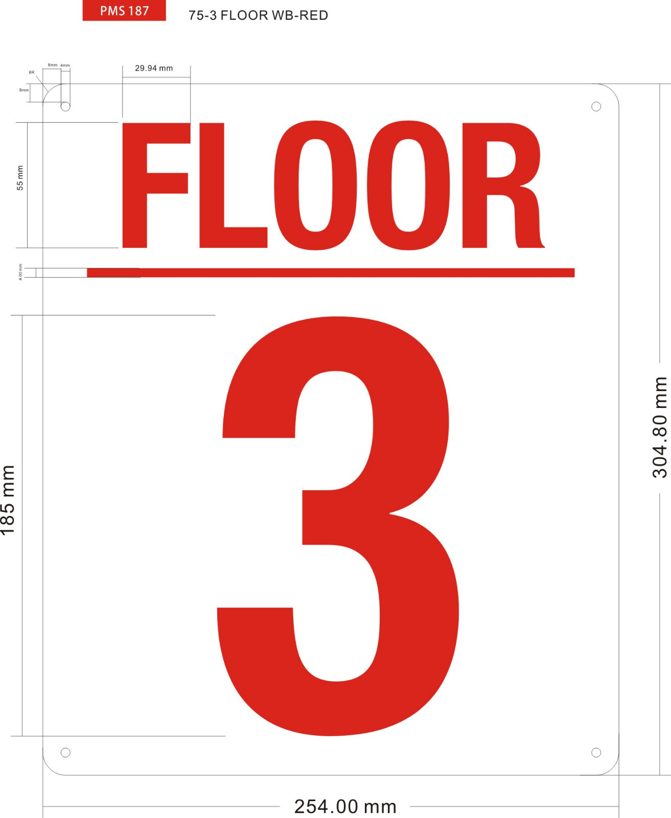 3 FLOOR SIGN (10×12, White, Aluminum)