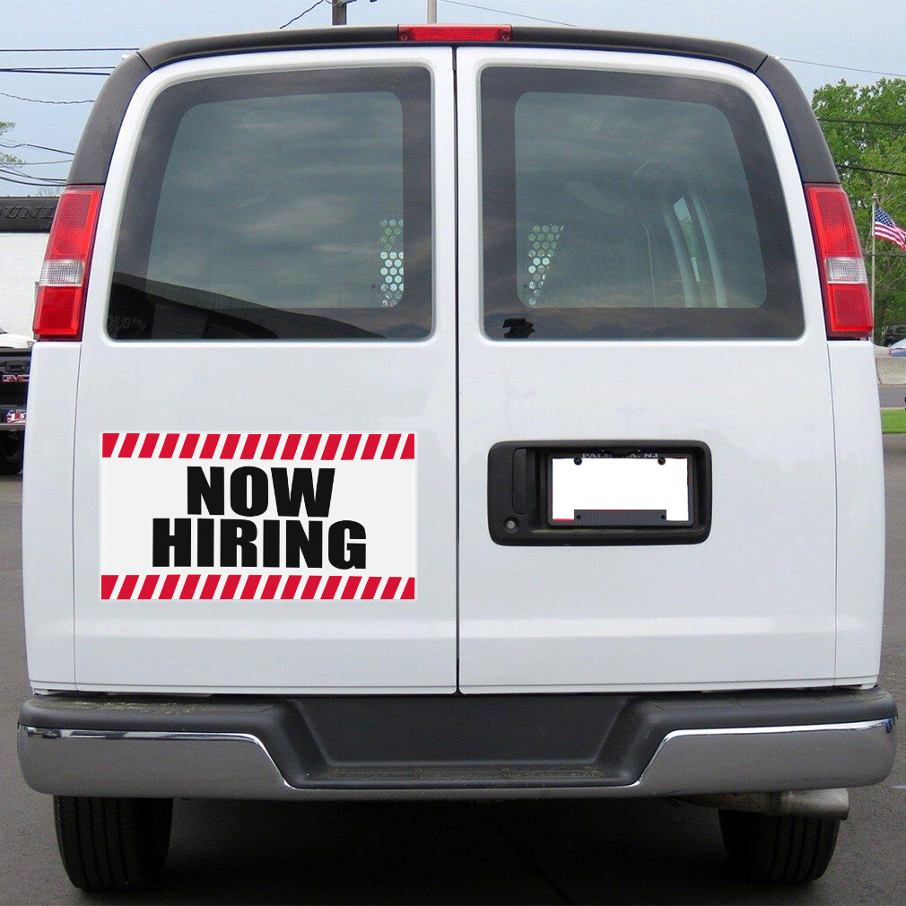 Car Magnet Set of 2 Now Hiring Business E Car Advertising Industrial Sign