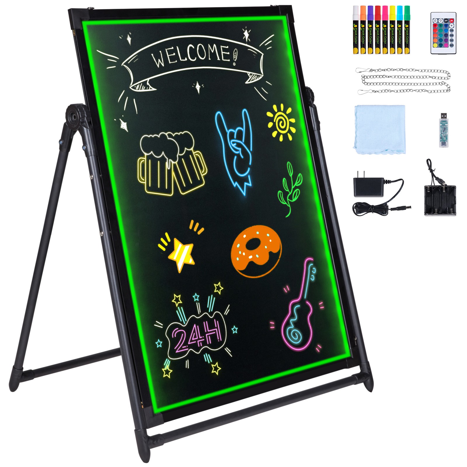 Uimoso LED Message Writing Board 32&Prime;x24&Prime; Illuminated Erasable Lighted Chalkboard