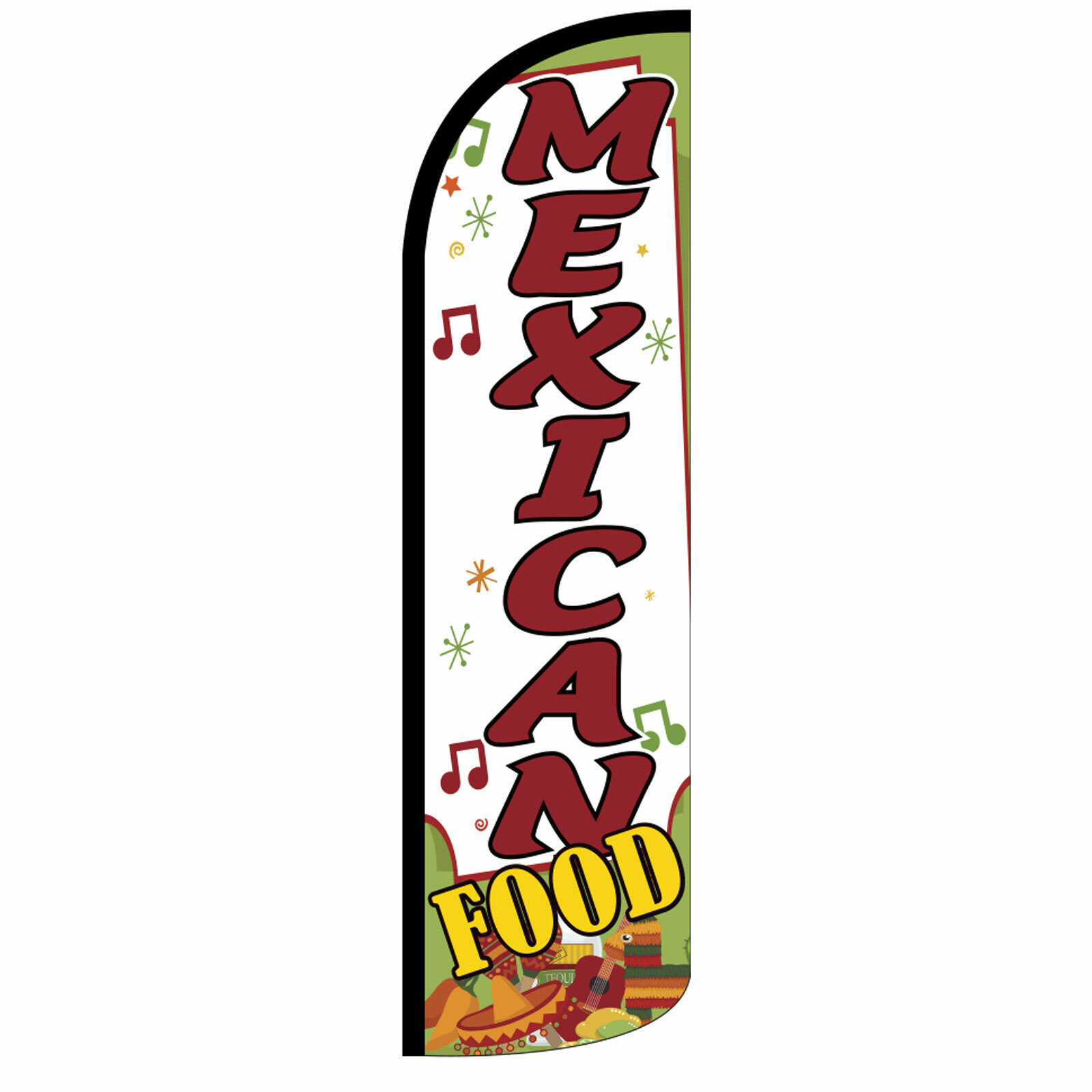 Mexican Food Flag Flutter Feather Banner Swooper Extra Wide Windless Bundle Kit