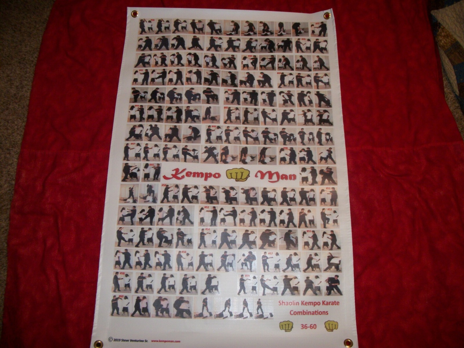 KEMPOMAN Shaolin Kempo Karate Combinations 36-60 Vinyl Banner quick reference