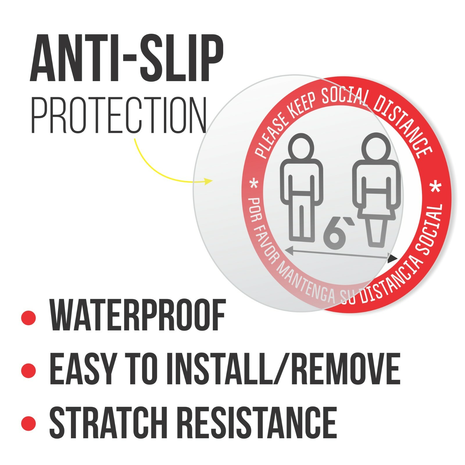 Social Distancing Floor Stickers Carpet 5 Pack Plus Face Mask Required Sign