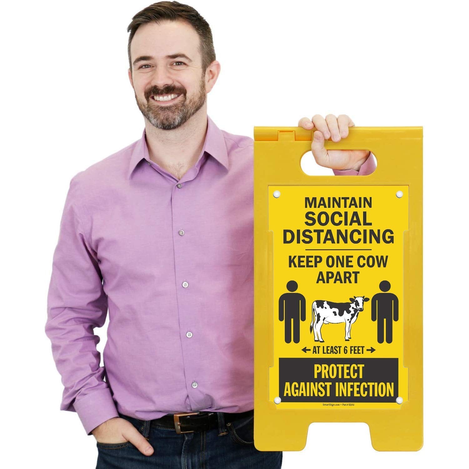 25 x 12 inch “Maintain Social Distancing – Keep One Cow Apart, At Least 6 Fee…