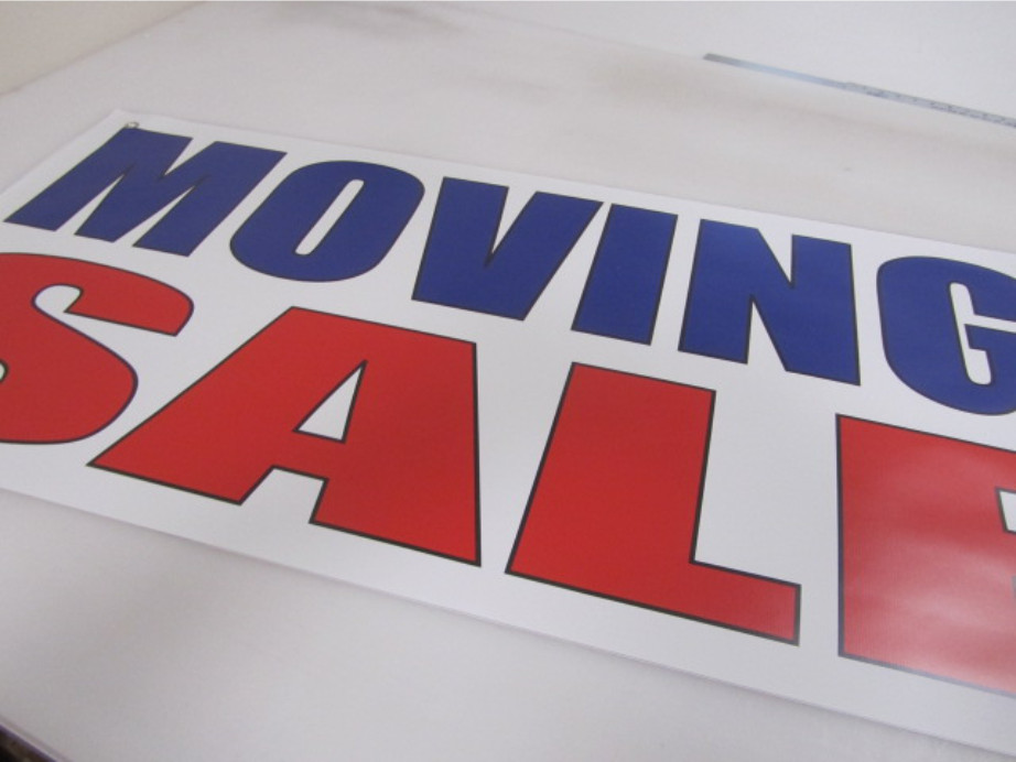 2×4 MOVING SALE Banner Sign Red White & Blue NEW Discount Size & Price