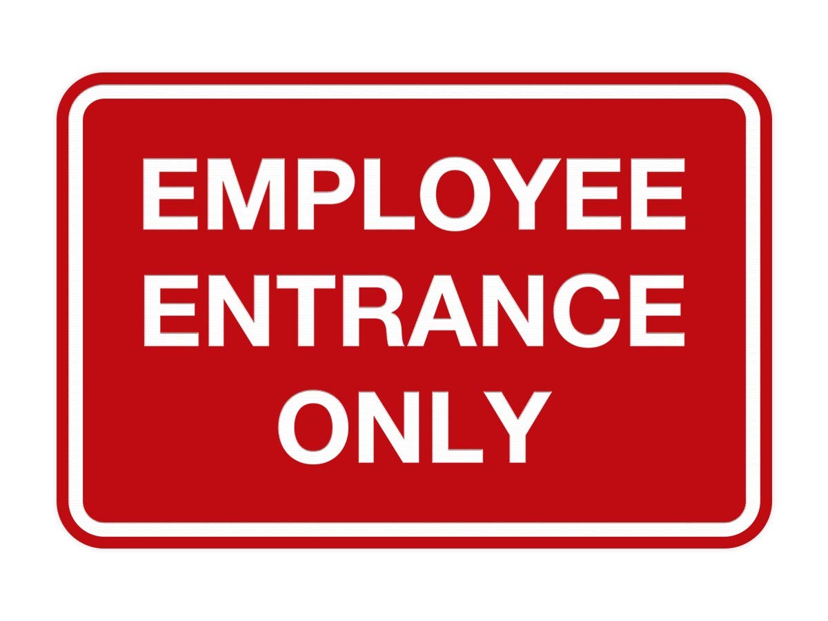 Classic Employee Entrance Only Sign Red Large Office Business Door Wall Decor