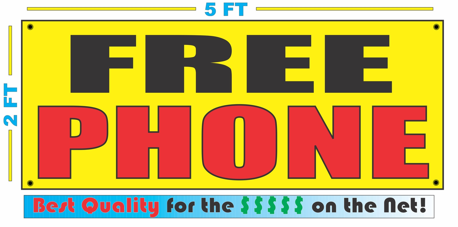 FREE PHONE Banner Sign Yellow with Red & Black for Cell Store