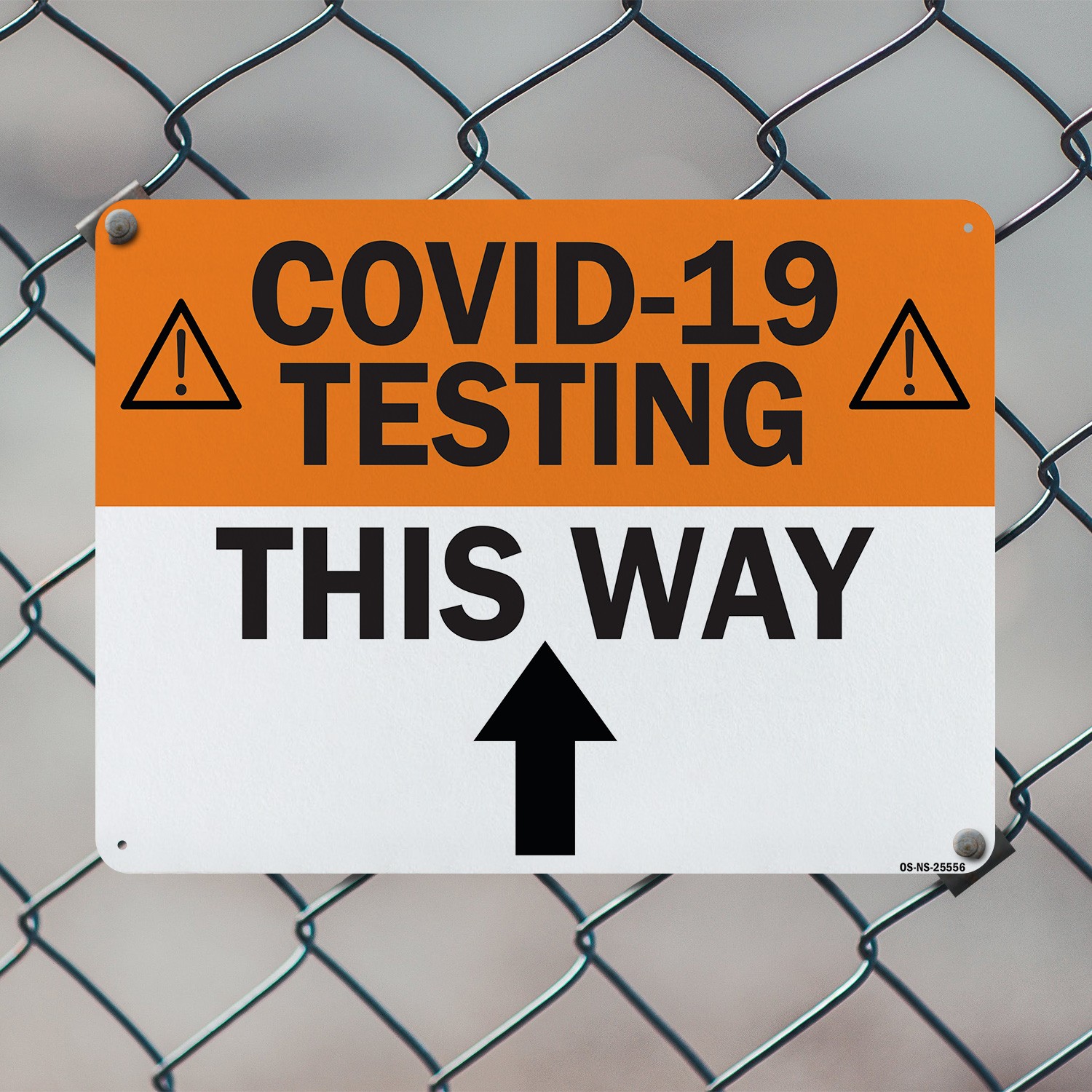 COVID-19 Testing This Way Up Arrow Public Safety Sign Or Decal – 5 or 10 Pack