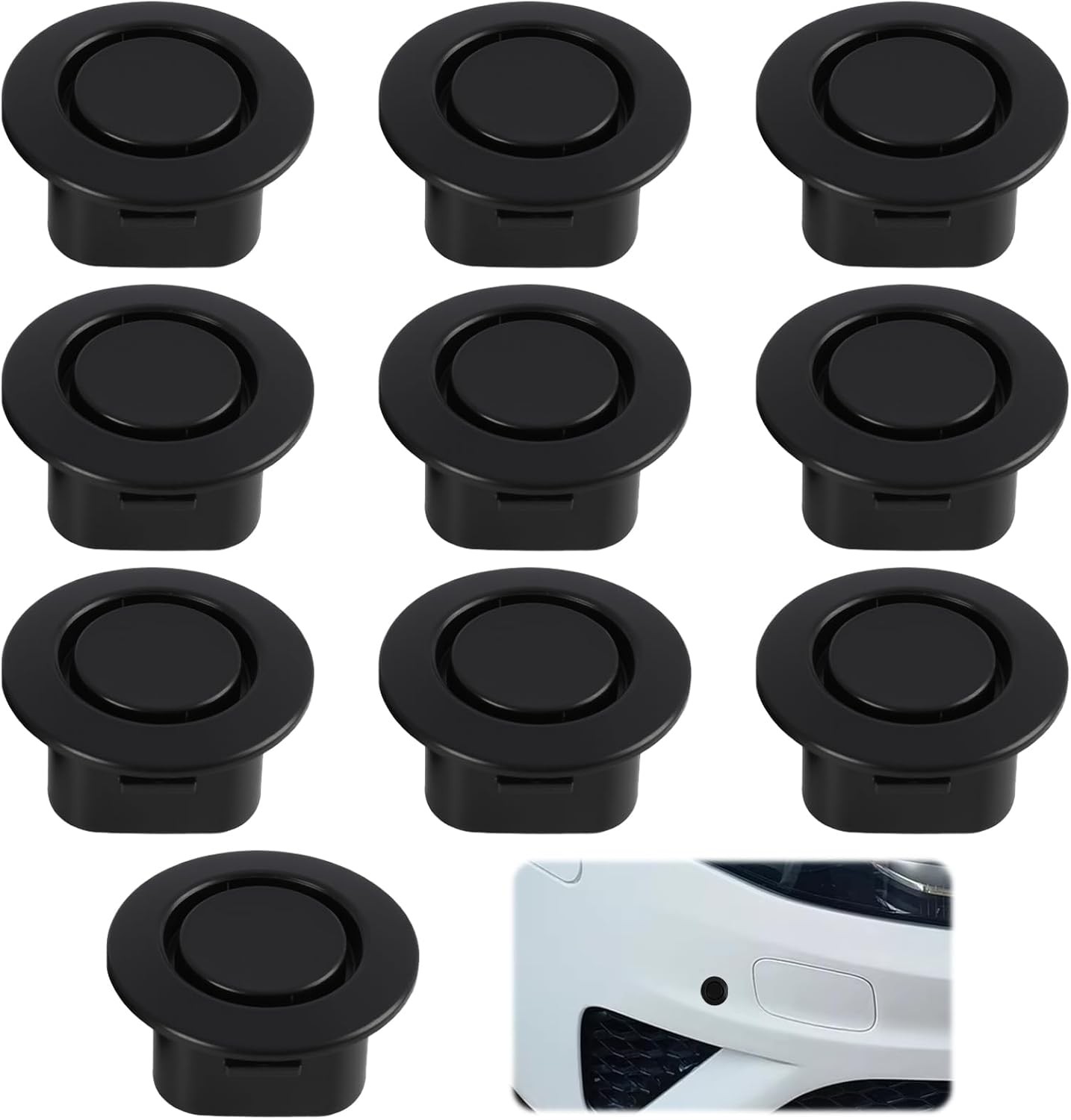 10 Pcs Car Bumper Hole Plugs, 22mm Universal Parking Sensor Delete Caps, Nylon A