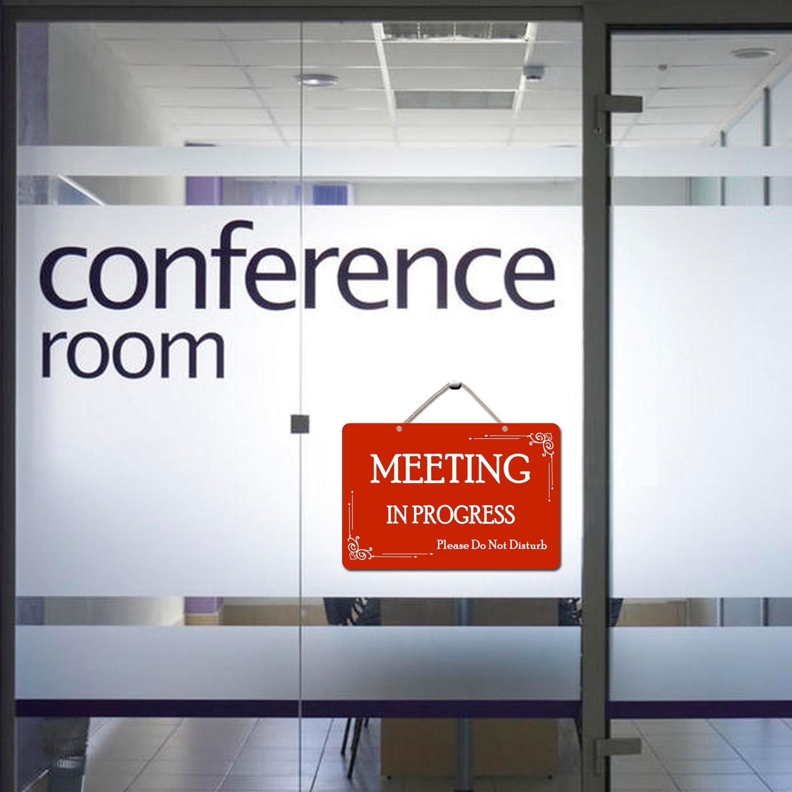 12×8 Inch Meeting in Progress Do Not Disturb Office Door Sign Acrylic