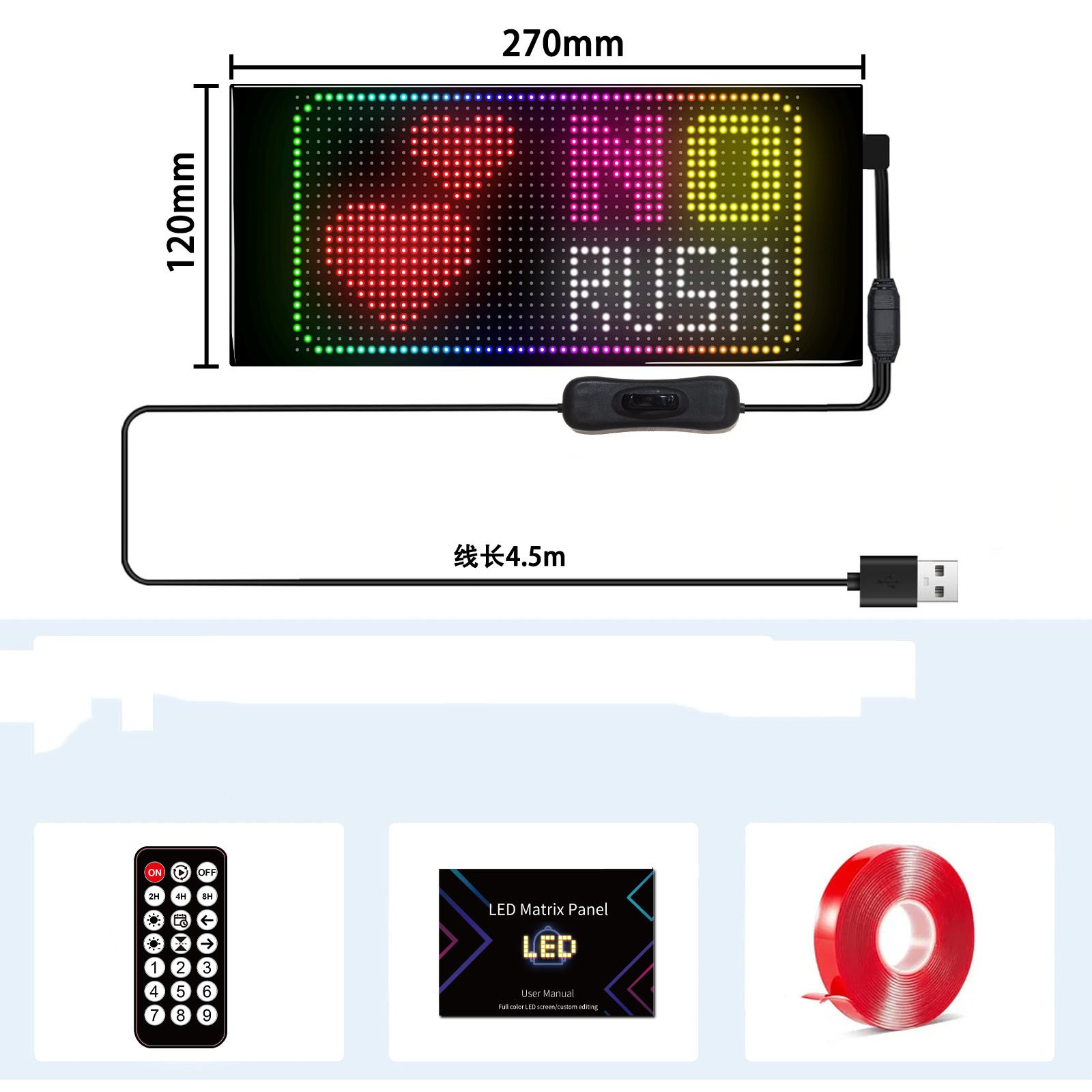 Car Windshield LED Sign 24*48 Pixel App Control Programmable Flexible Led Screen