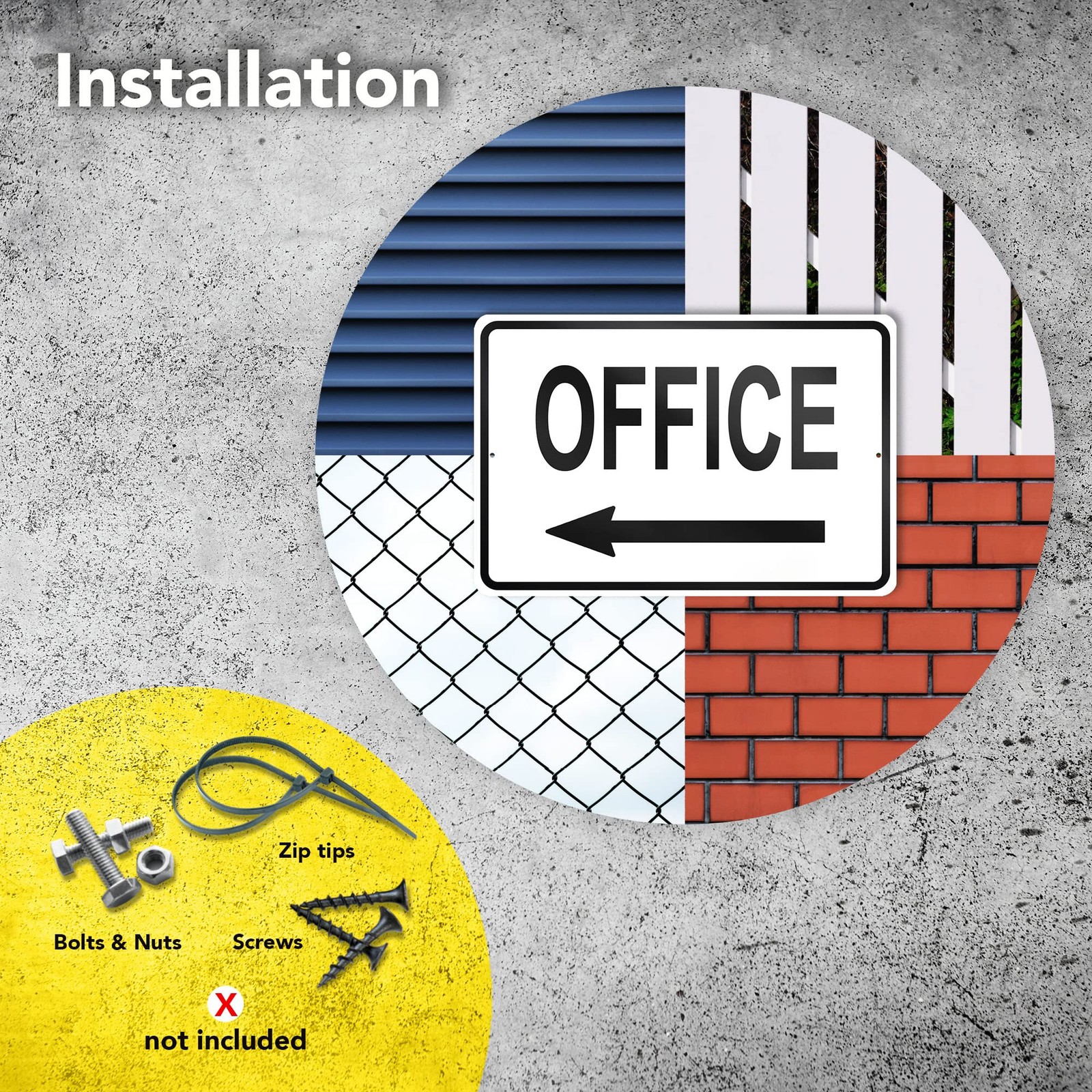 8×12 Aluminum Office Sign, Left Arrow, UV Protected, Weatherproof, Door, Wall