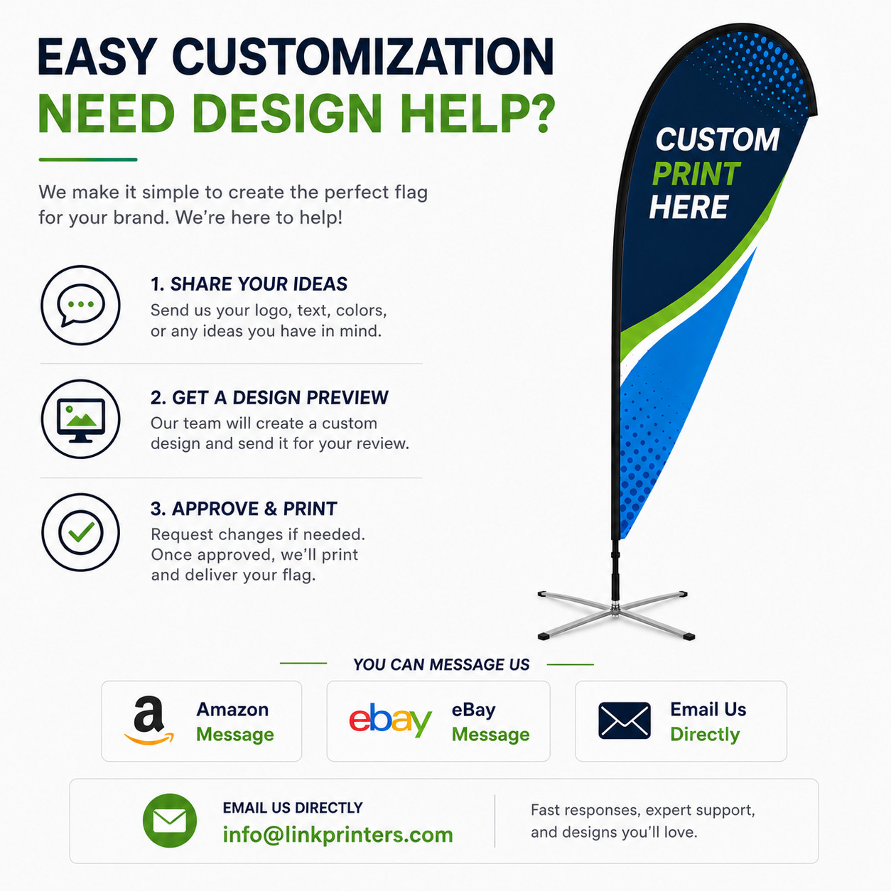 Custom Teardrop Flag Banner Printing | Full Color Single & Double Sided
