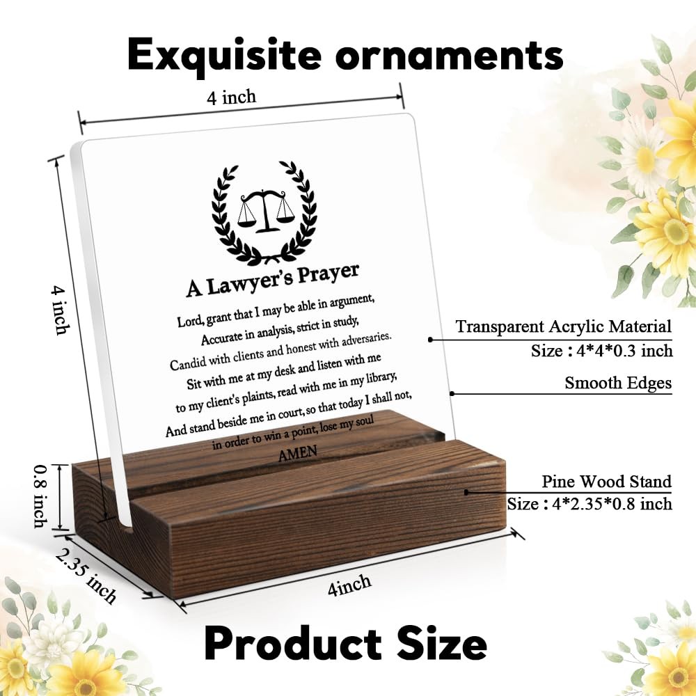 A Lawyers Prayer Acrylic Sign Wooden Stand Funny Legal Gift Law Graduation