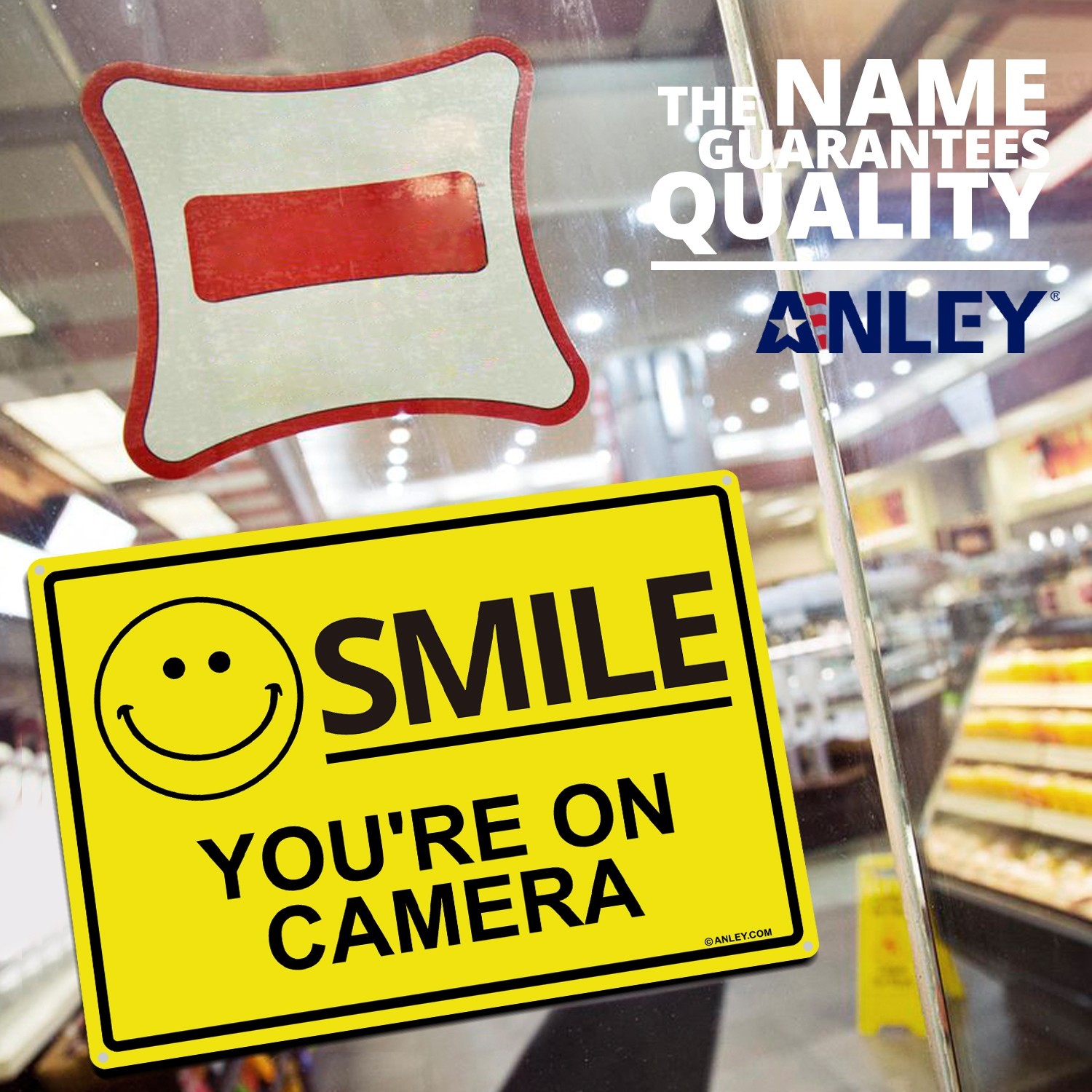 Anley Smile You&rsquo;re on Camera Sign 7 X 10 In – Weatherproof Aluminum Warning Sign