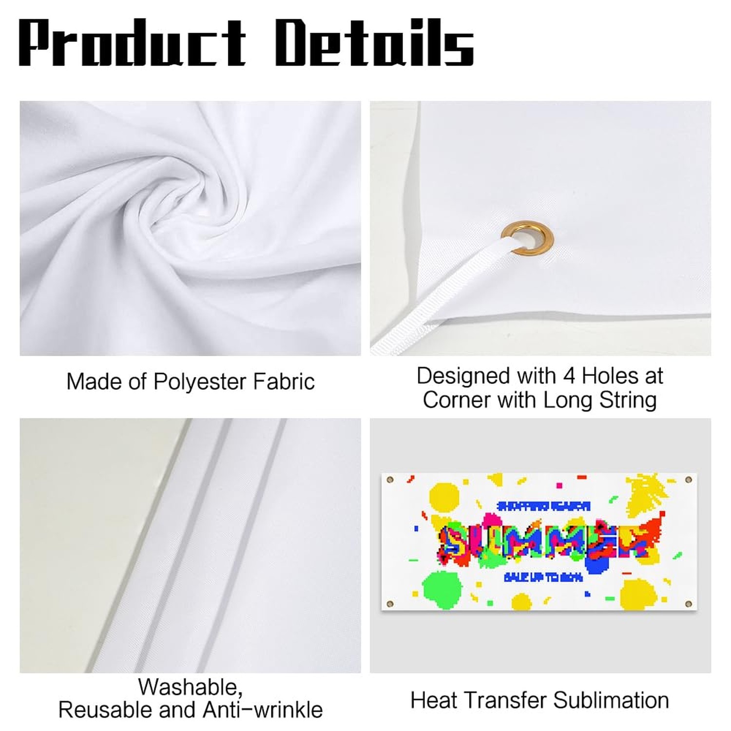 Large Banners and Signs, Vinyl Banner Blank 2×6 Ft, White Polyester Oxford Cl…