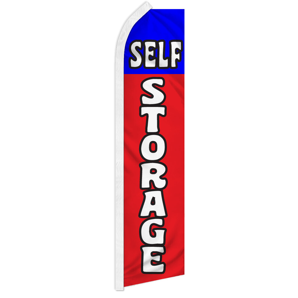 Self Storage Swooper Flutter Advertising Feather Flag Storage Available Blue/Red