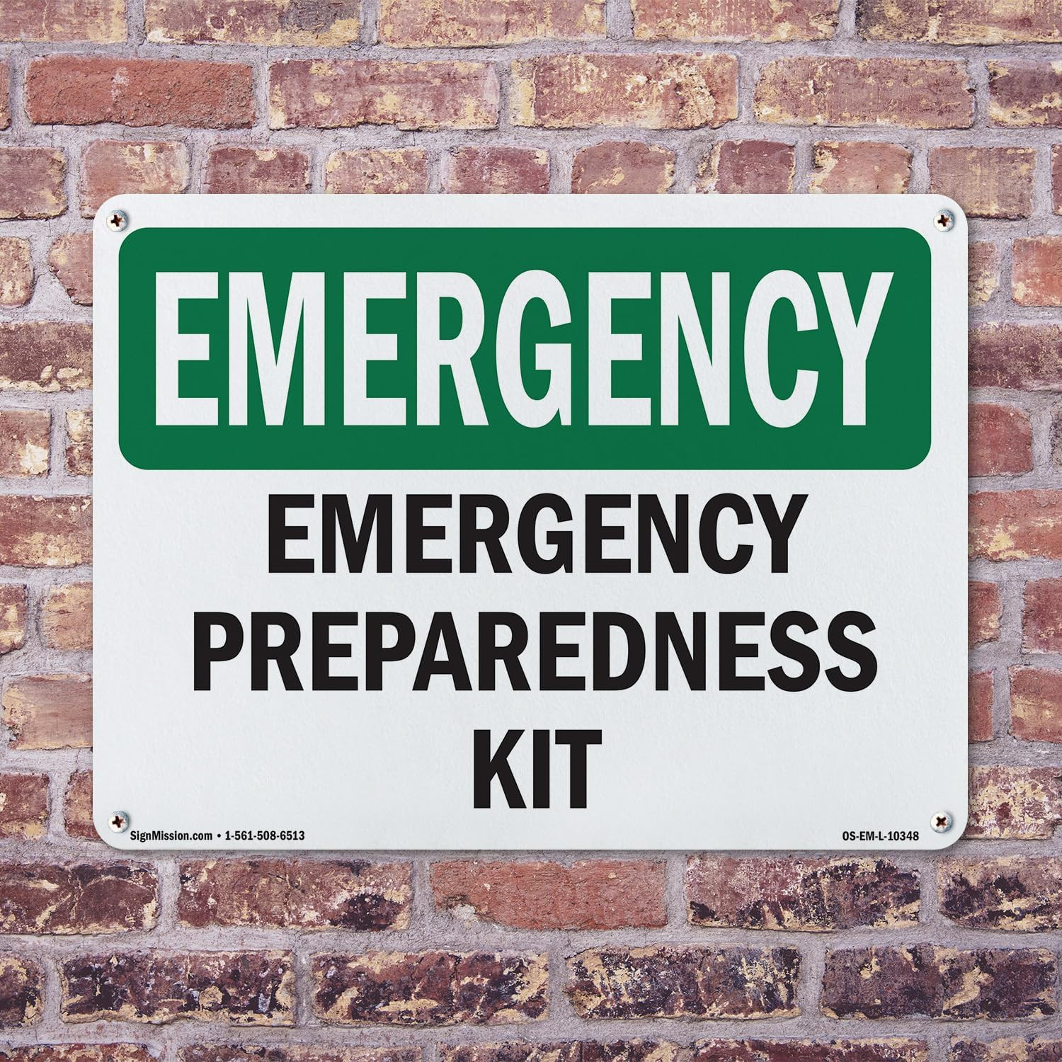 Preparedness Kit OSHA Emergency Aluminum Sign 14 Inch X 10 Inch – 10 Pack