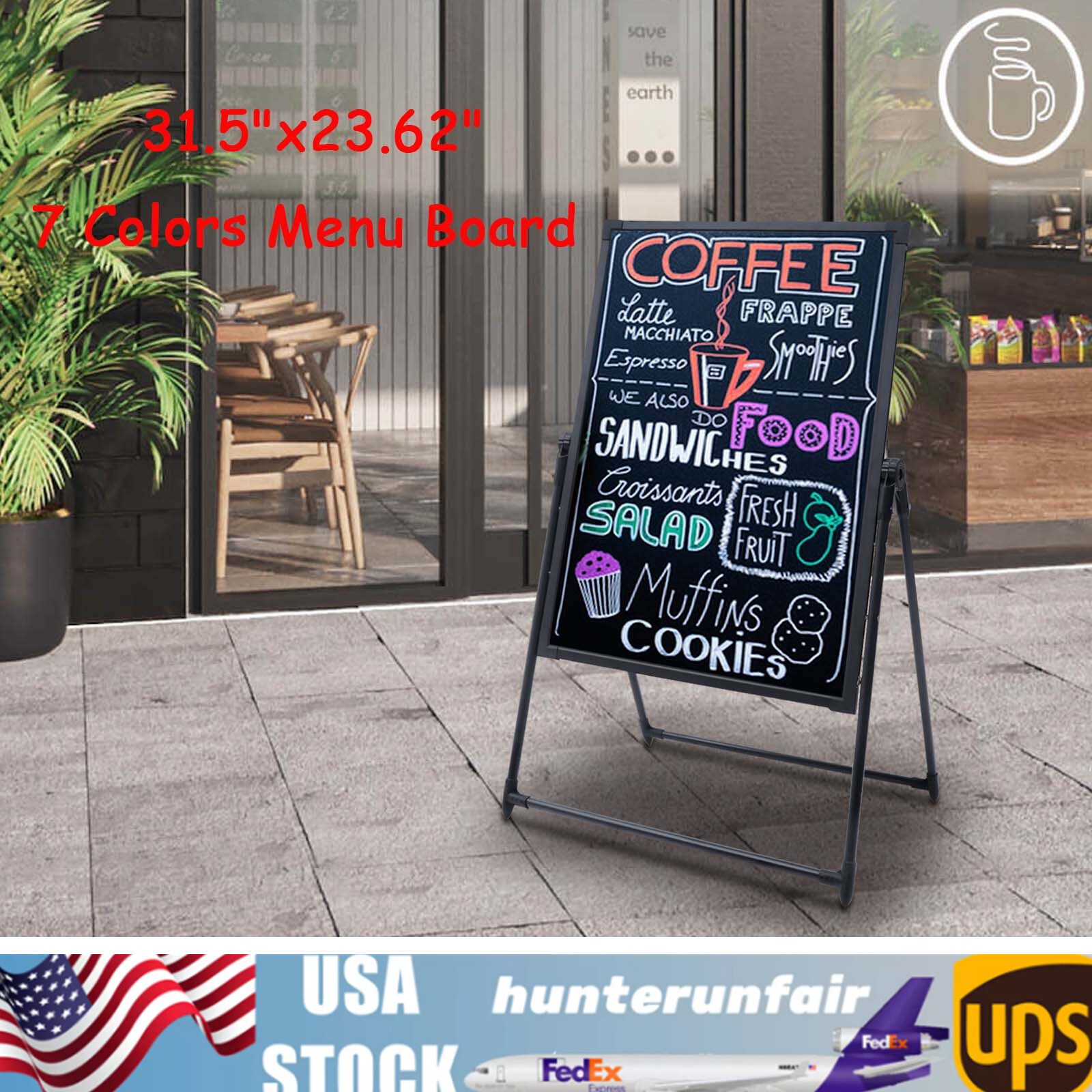 LED Message Board Sign Illuminated Neon Erasable Menu Board Adjustable Height